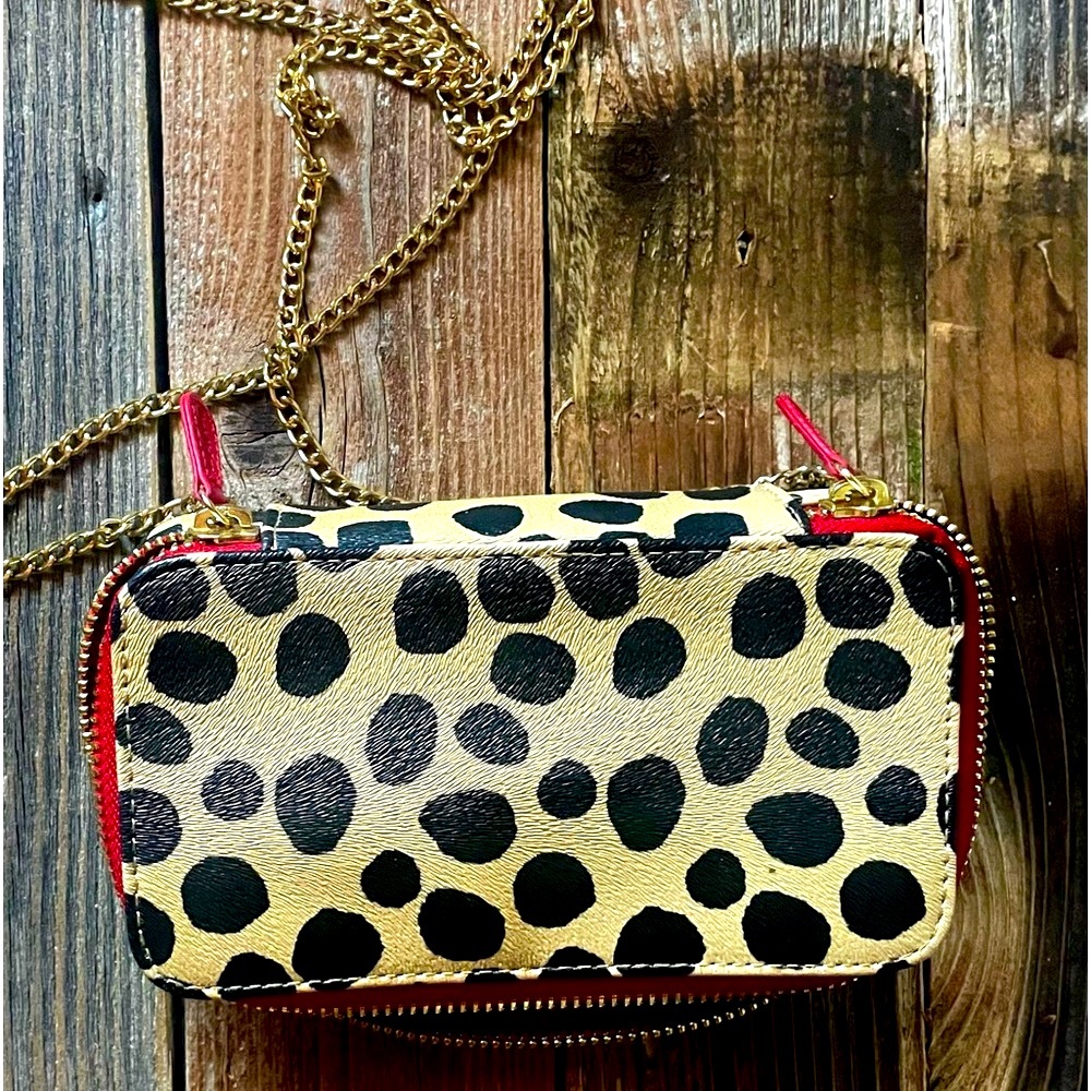 Trish McEvoy leopard brush bag.with gold chain. Brushes not included